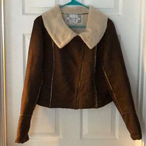 Amelia Earhart faux suede and Sherpa bomber jacket